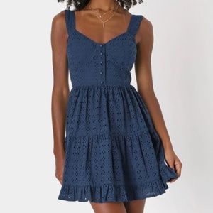 Brand New Lulu's Sweetheart of Summer Navy Blue Mini Dress (Size M)